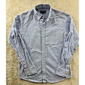 Eton Men's Medium 15.5-39 M Slim Blue Gingham Plaid Contemporary Dress Button Up
